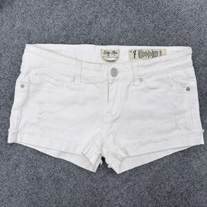 Indigo Rein White Low Rise Shorts Size 7 White Denim distressed